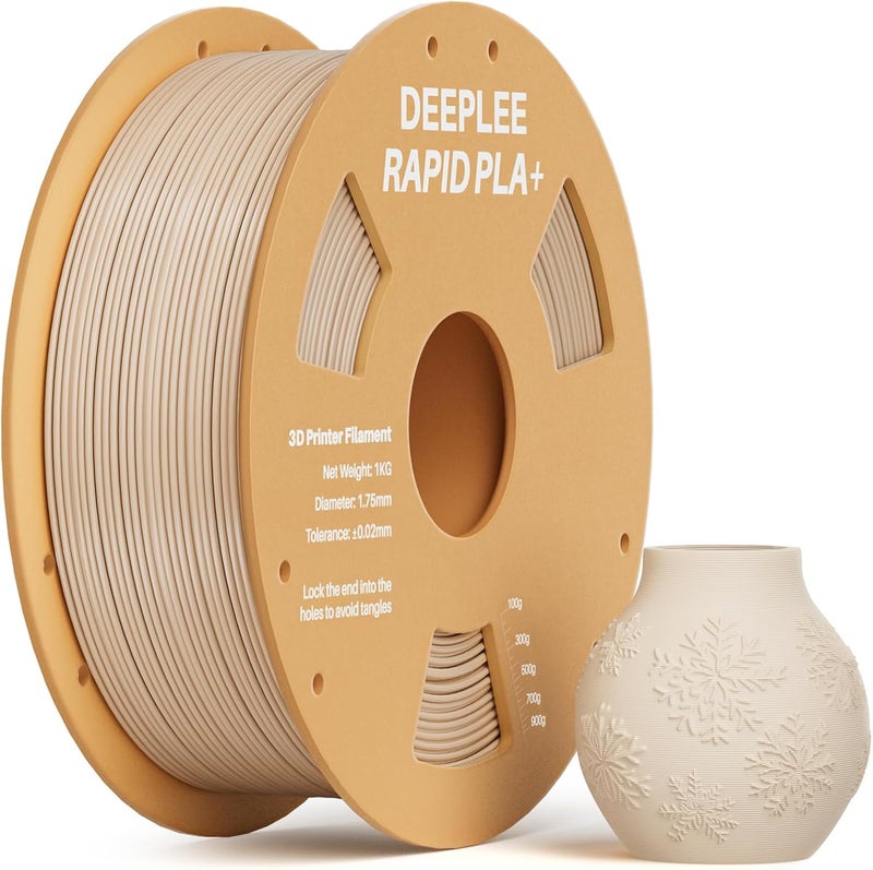 Deeplee Rapid PLA Plus Filament 1.75mm, High Speed 3D Printer Filament Up to 600mm/s, PLA+ Filament Dimensional Accuracy +/- 0.02 mm Fits Most FDM 3D Printer, Cardboard Spool Beige 1kg - Image 1